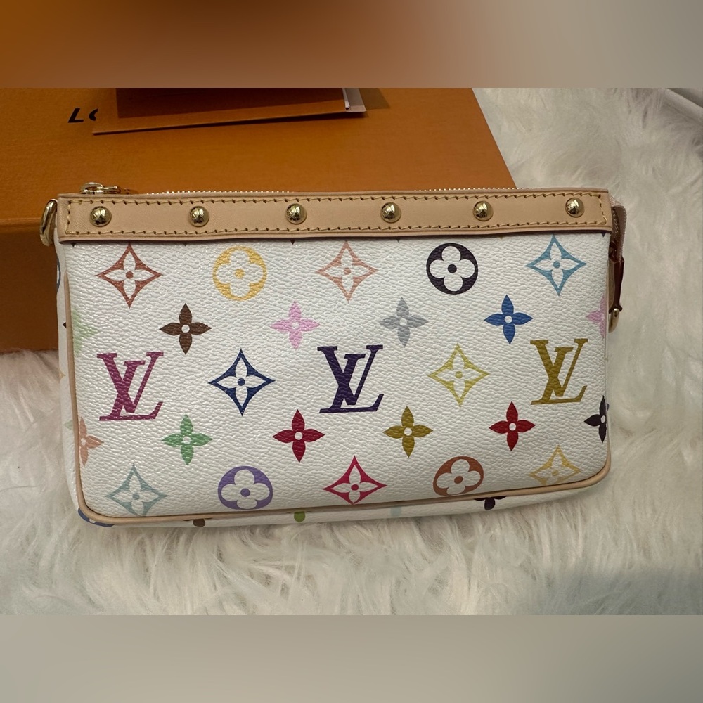 Louis Vuitton White Multicolor Monogram Wristlet Murakami 20th Anniversary